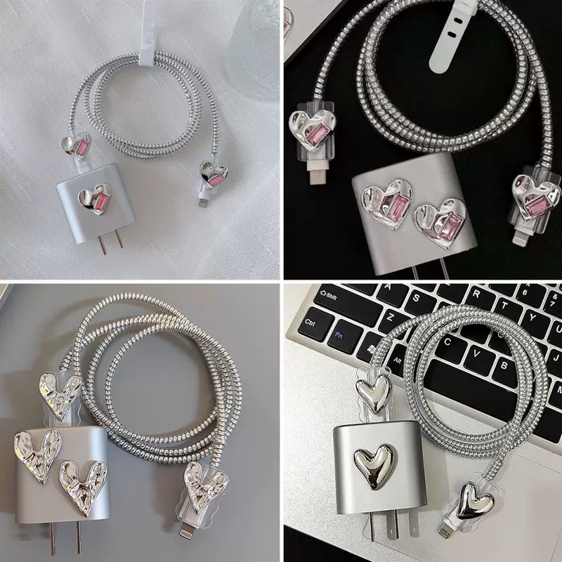 Новый набор из 5 предметов защиты контактов зарядного устройства Diamond Love для Apple Charger 18/20 Европейский и Американский стиль, применение