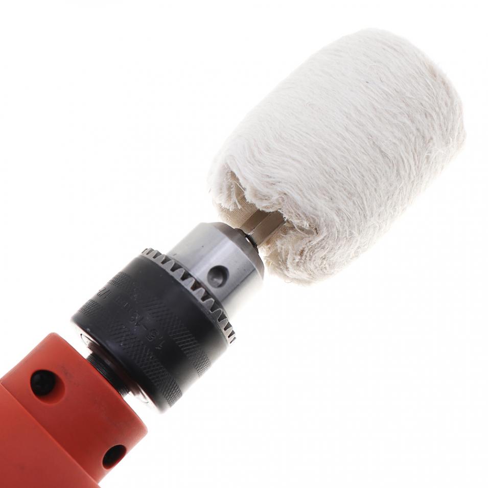 Rueda de tela blanca con mango rueda de pulido espejo metal jade cera de algodón puro rueda de pulido tela de lana taladro de mano cabeza de pulido