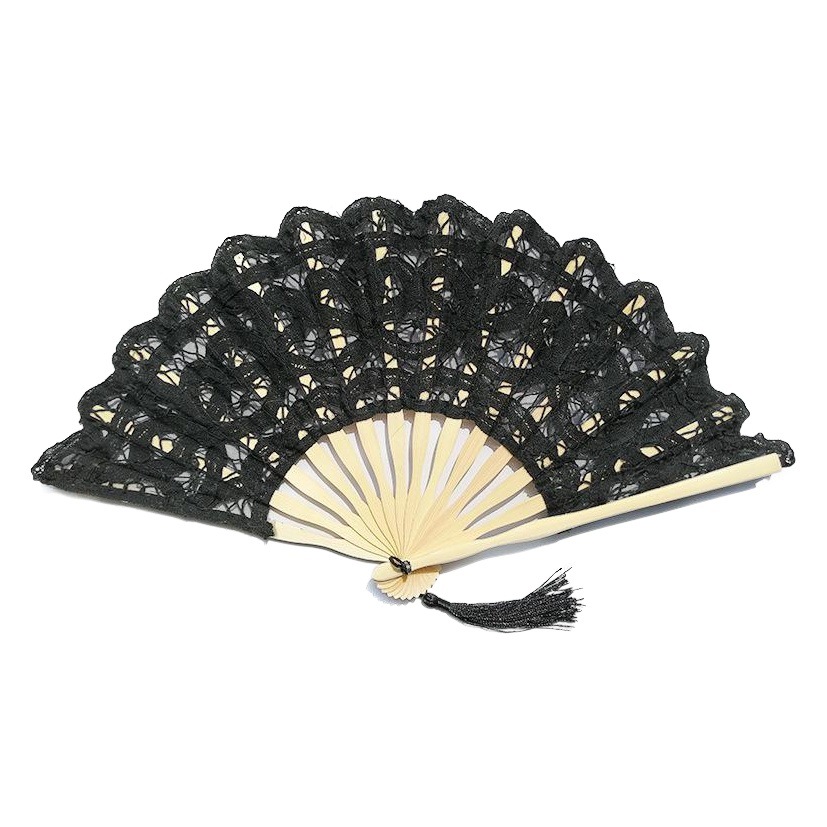 Hay en stock 21cm, 27cm corte plegable ventilador vintage bambú encaje plegable ventilador bordado hecho a mano VENTILADOR DE DOBLE CAPA
