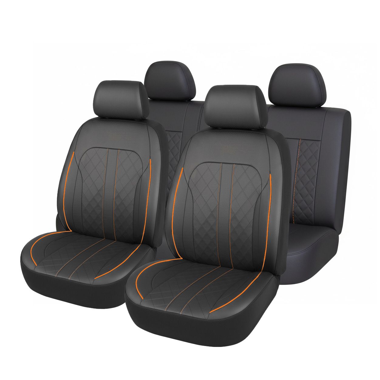 Cross-Border Temu Amazon Car Seat Cover Diamond Pattern Full Leather Pu Universal for Europe, America, and Russia with Airbag Compatibility
