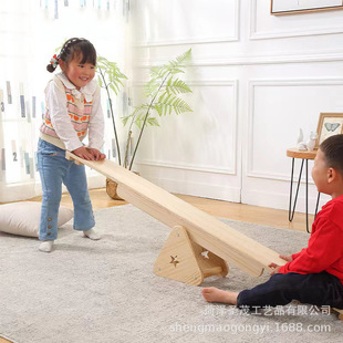 Children's Wooden Balance Seesaw, Early Education Kindergarten Indoor Training Tool, Household Double Toy Single-Plank Bridge