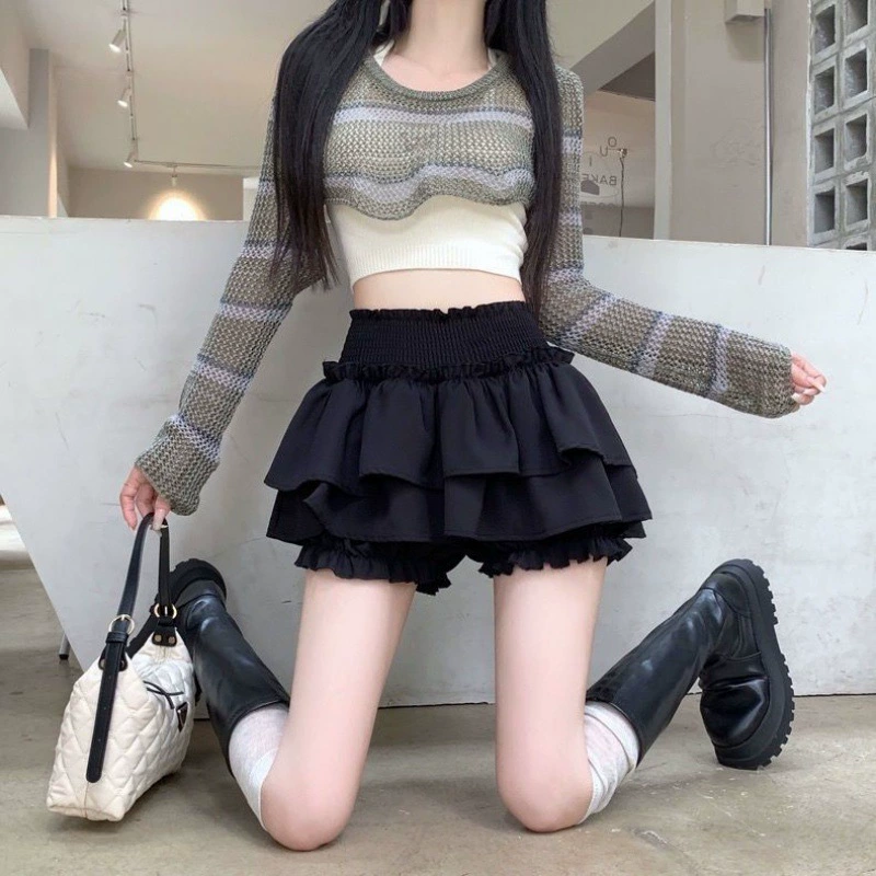 Юбка в балетном стиле Женская Осень в Корейском стиле 2024 новая высокая талия для похудения дизайн сладкий пряный торт пушистая юбка