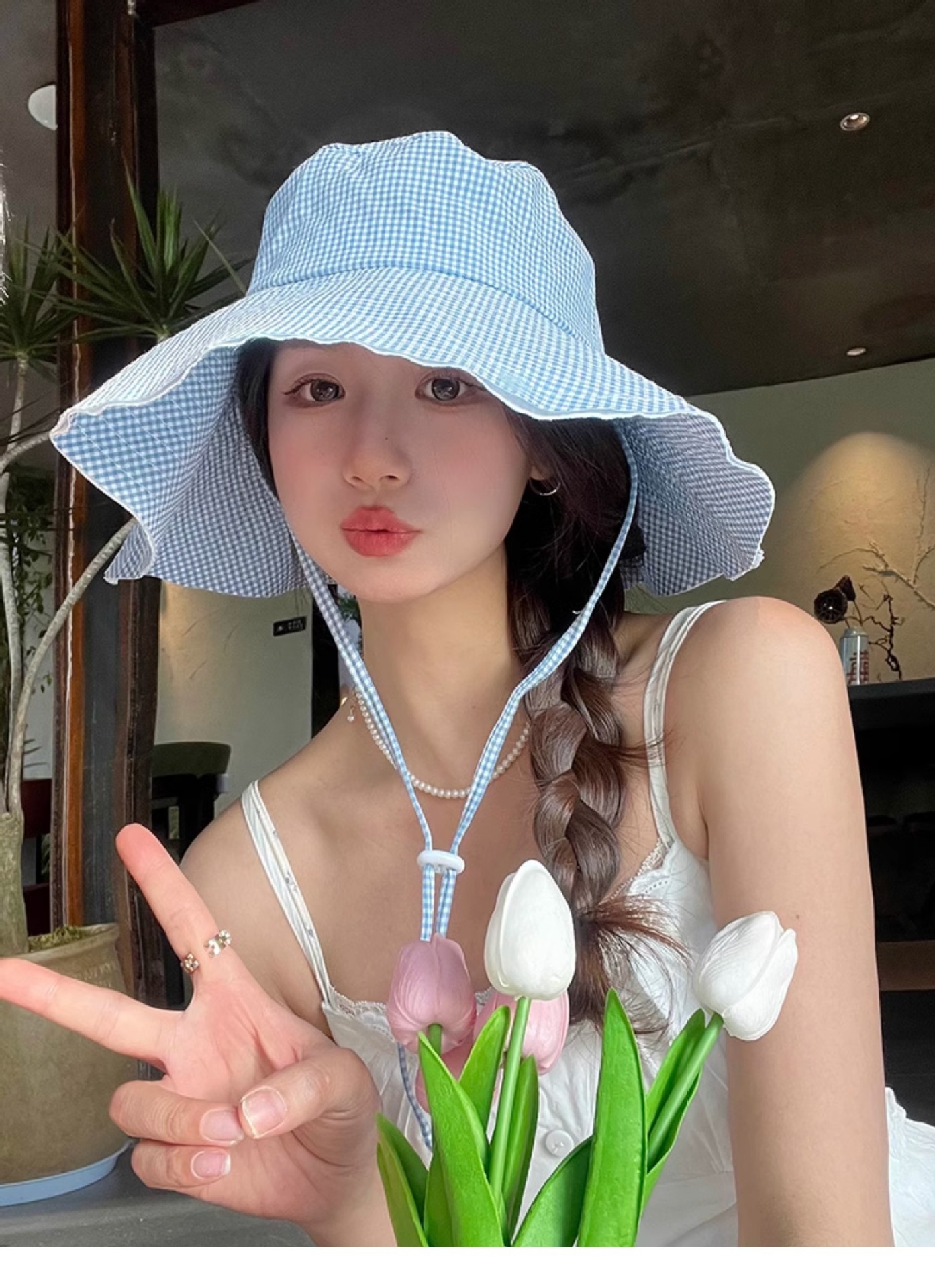 Koreansk solhat med tern til kvinder til sommerbrug_voghion.com