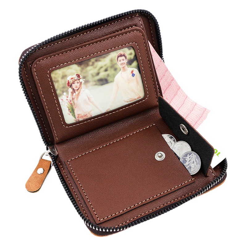 Moda esmerilado casual hombres de la cartera corta de gran capacidad titular de la tarjeta de bolsillo de la moneda Vertical billetera de los hombres