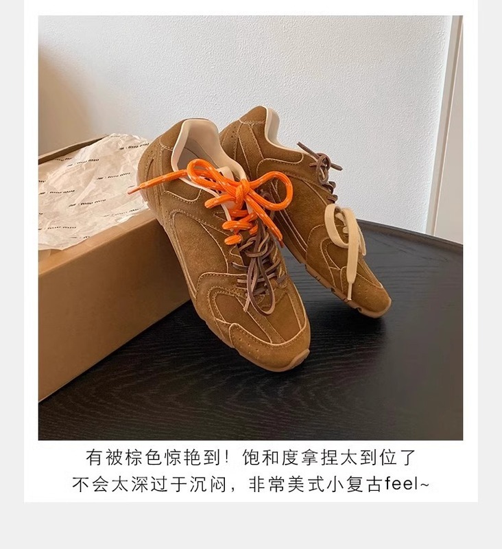 牛皮~miu家同款阿甘鞋2025春秋新款真皮复古跑步运动休闲德训鞋女|undefined
