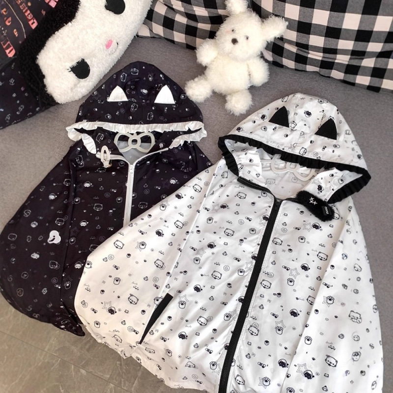 Japanese-Style Cute and Cozy Sun-Protective Jacket for Women, Summer Niche Sweet Cool Thin Hooded Cardigan Jacket Trendy Ins