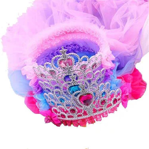 Children's tiaras Princess Elsa veil hair accessories bridal crown Frozen girls foam garland veil headband