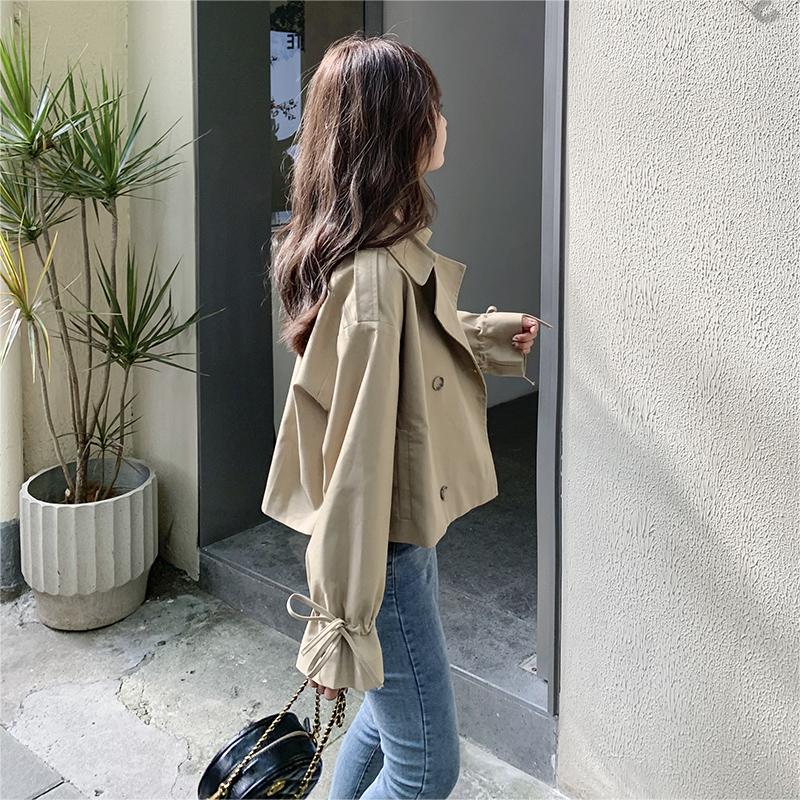 Real shot Little have cash less than that is registered in the accounts Khaki Windbreaker coat Spring and autumn season Korean Edition chic Easy Sense of design A small minority
