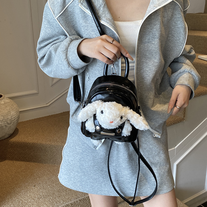 Mochila de dibujos animados de peluche conejo joven suave lindo mini mochila viajar bolsas de moda de color sólido