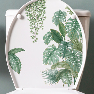 Classic plant decorative stickers toilet bathroom beautifying stickers toilet toilet lid decals fresh leaf stickers