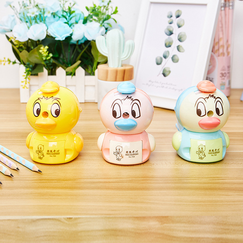 OEM personalizado feliz 756 patito estilo sacapuntas sacapuntas de manivela para niños sacapuntas de animales de dibujos animados para estudiantes