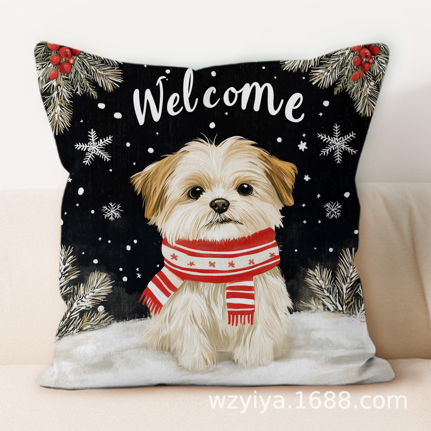 Navidad cachorro almohada cuadrada casa sala de estar sofá dormitorio cabecera almohada cuadrada sin cojín central