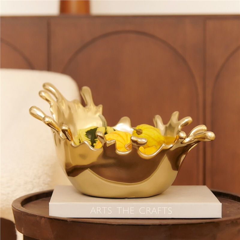 Indian Craft Creative Gold Water Splash Design Fruit Plate Home Desktop Decoration Metal Storage Fruit Bowl Tray Ornament Indian Craft Creative Gold Water Splash Design Fruit Plate Home Desktop Decoration Metal Storage Fruit Bowl Tray Ornament