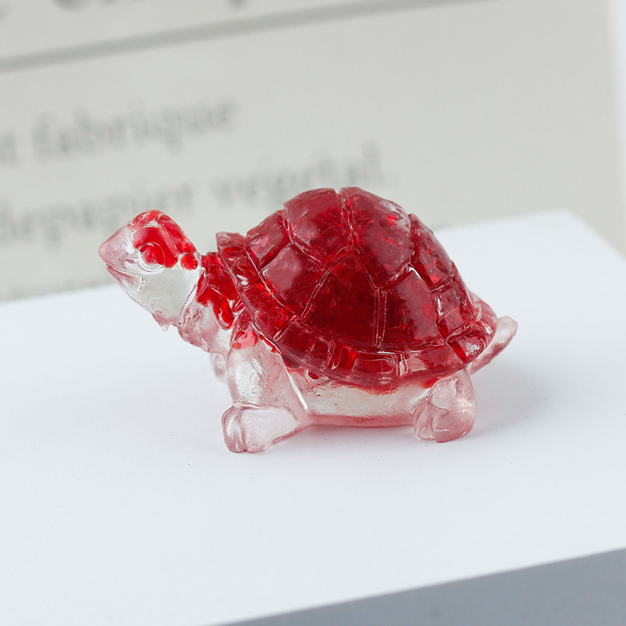 Cristal natural Animal Cristal blanco Cute Little Turtle Decoración creativa Adornos de escritorio Artesanías Decoración de coche