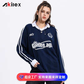 美式足球服定制足球训练服街头潮流运动t恤拼接复古赛事跨境球衣