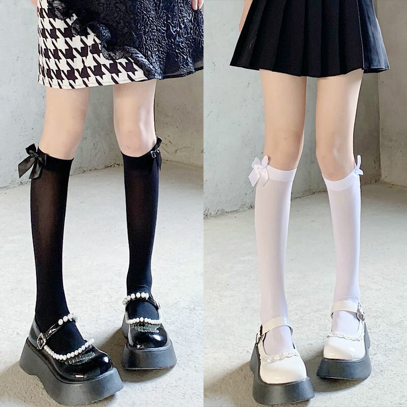 High beauty value jk calf socks lolita soft girl sweet lace tube socks summer thin bow Lolita women High beauty value jk calf socks lolita soft girl sweet lace tube socks summer thin bow Lolita women