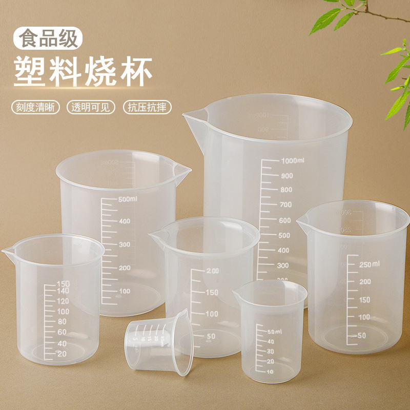 Plastic Beaker Measuring Cup 50Ml-1000Ml Pp Thickeneded Double-Sided Laboratory Milk Tea Shop Special Measuring Cup with Scale Plastic Beaker Measuring Cup 50Ml-1000Ml Pp Thickeneded Double-Sided Laboratory Milk Tea Shop Special Measuring Cup with Scale