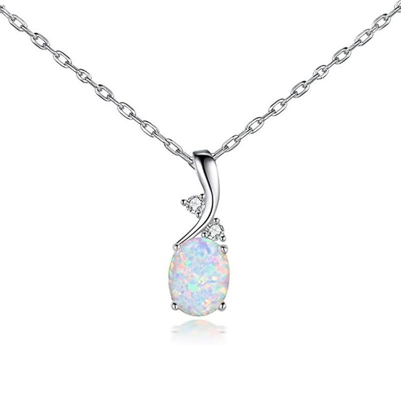 Joyas temu 925 plata esterlina opal collar Opal mujeres otoño invierno sensación alta colgante Opal cadena de clavícula