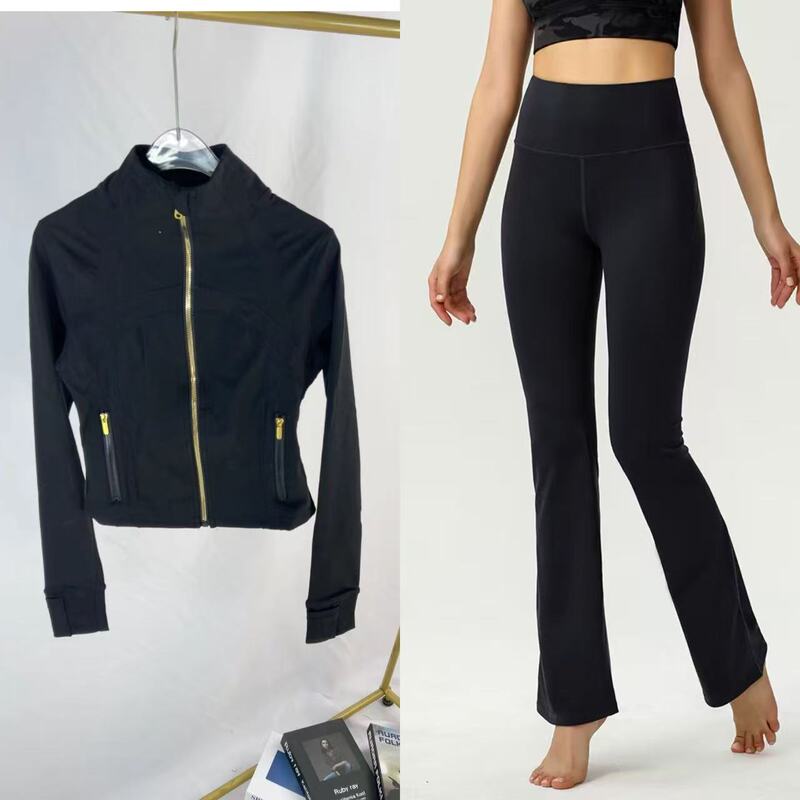 Lulu Sleek City Sports Slim-Fit Short Flared Pants Set High-Elastic Yoga Wear Casual High-Waisted Women's Flared Pants Lulu Sleek City Sports Slim-Fit Short Flared Pants Set High-Elastic Yoga Wear Casual High-Waisted Women's Flared Pants
