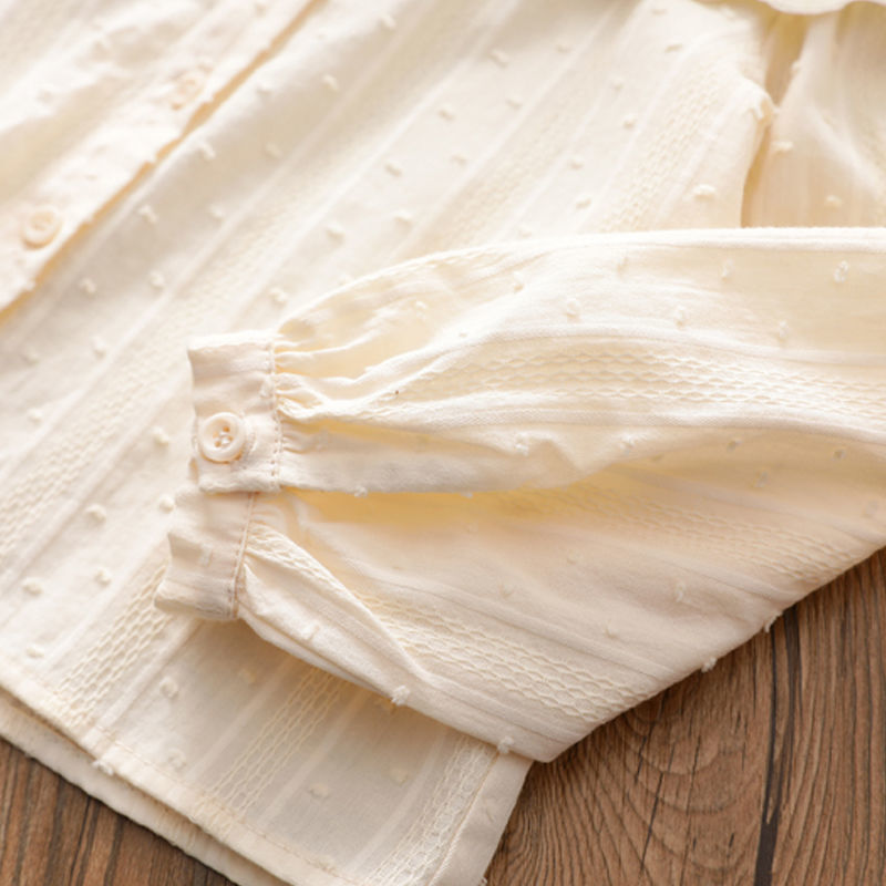 Primavera y otoño camisas de ropa de niñas bebés estilo extranjero marca de moda personalidad coreana encaje dulce camisa blanca hueca