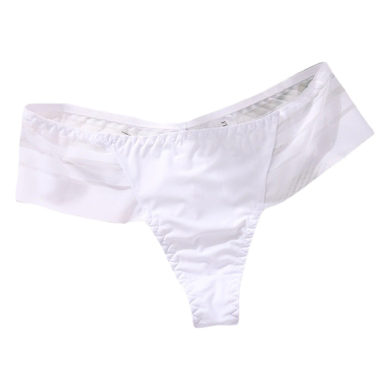 Europa y América Nueva más el tamaño Tanga de comercio exterior de Seda de Hielo de Las Mujeres sin costuras de cintura baja ropa interior de las mujeres sexy borde de encaje a rayas