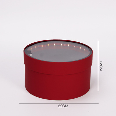 Día de San Valentín chino luminoso caja redonda ventana caja de flores transparente con ramo de luz Rose caja LED luz vacía caja de regalo