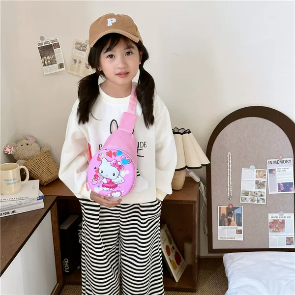 Cartoon Lightweight Children's Chest Bag 2026 Spring Fashion with Light Girls' Bag Pink Blue Trendy Small Bag