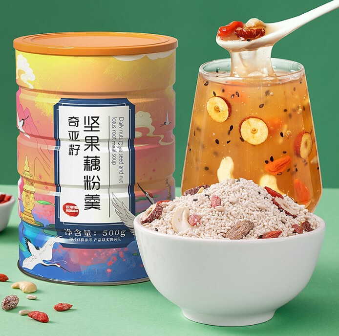 500g缶詰ユリ、蓮の実、葛根、レンコンパウダースープ、便利なシリアル代替品、本物の素材、柔らかくもちもち、甘い|undefined