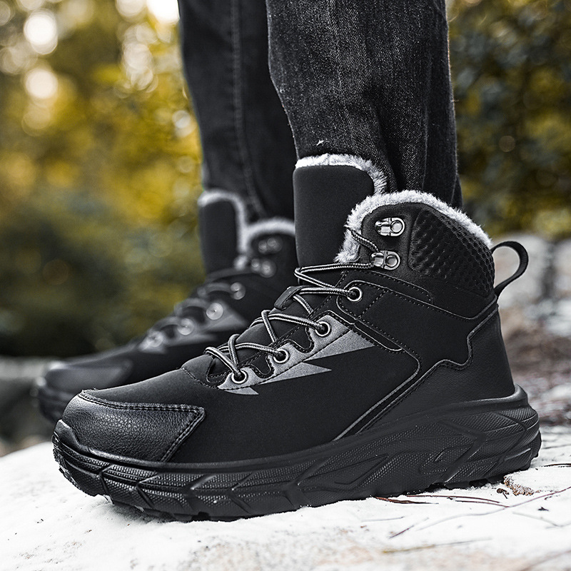 남자 국경 간 플러스 사이즈 발수 스노우 부츠 남자 두꺼운 밑창 야외 하이 탑 운동화 기모 두꺼운 겨울 코튼 부츠