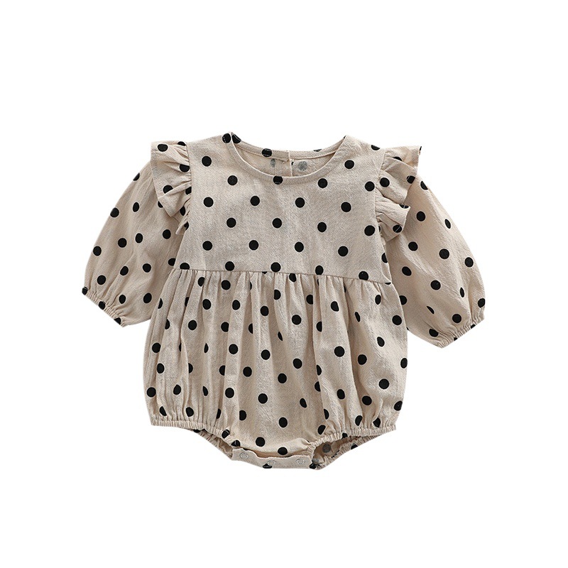 2022 estilo coreano niñas bebé Polka Dot impreso volando manga mameluco ins recién nacido algodón suelta vaina mameluco