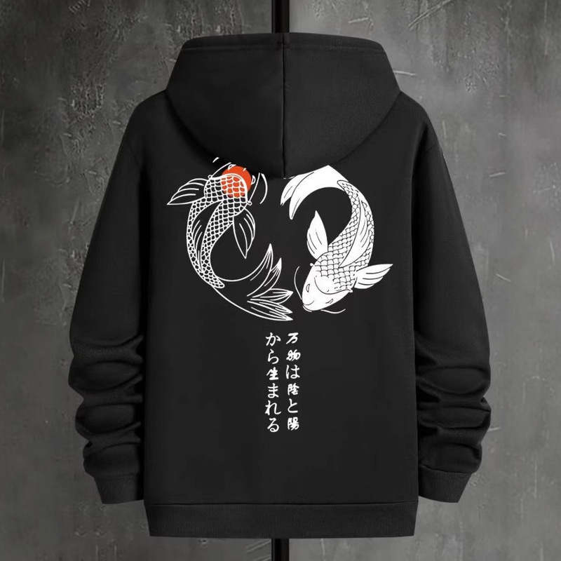 Men's Cross-Border Fleece Sweatshirt American Solid Color Jacket Heavy Hooded