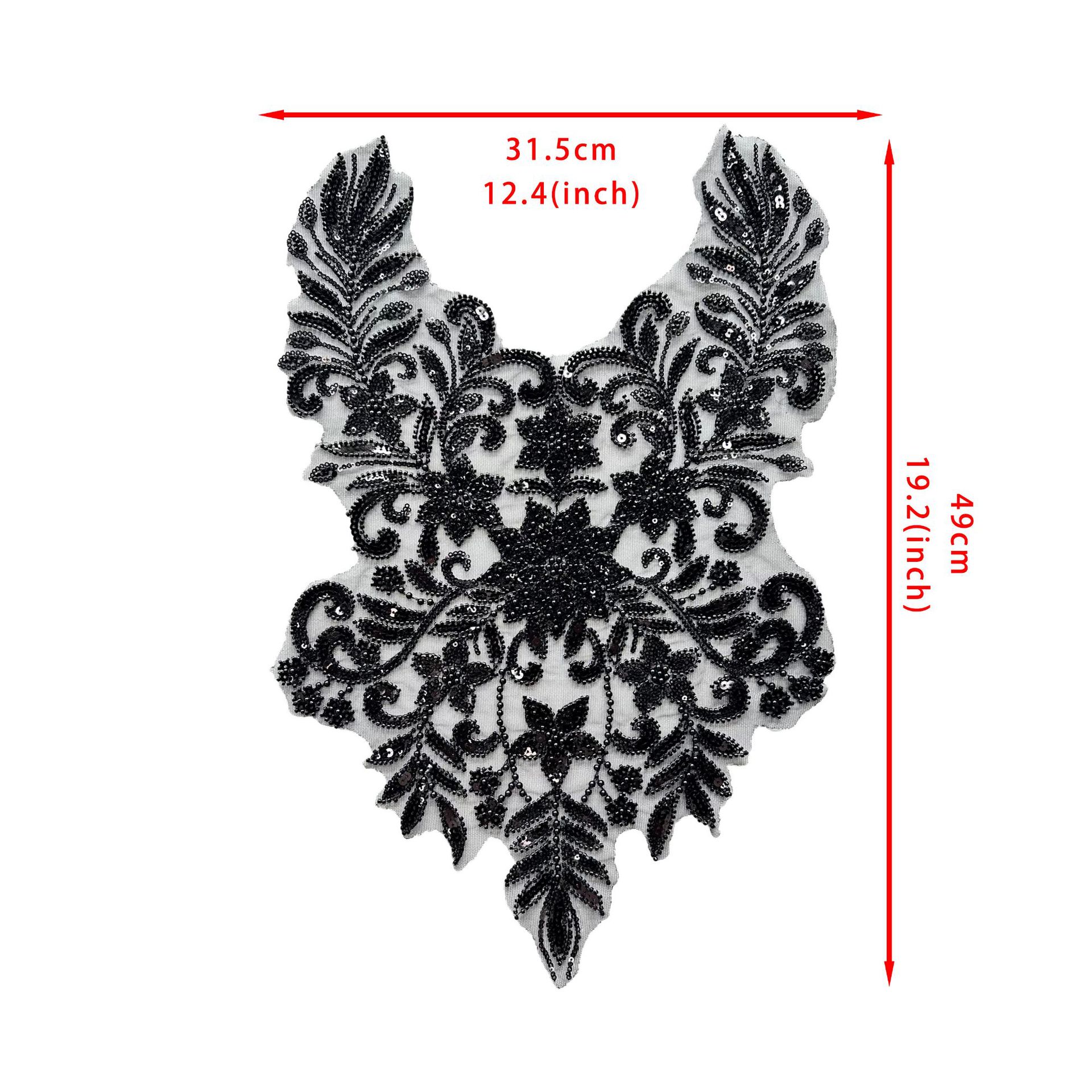 Mayorista negro hermoso encaje collar parches de decoración ropa de baile ropa accesorios bordados piezas de flores image 5