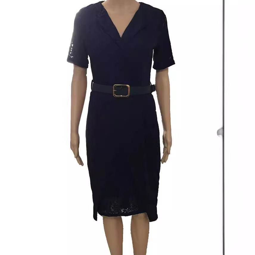 African women's clothing dress irregular skirt sexy V lace commuter pencil dress belt style
