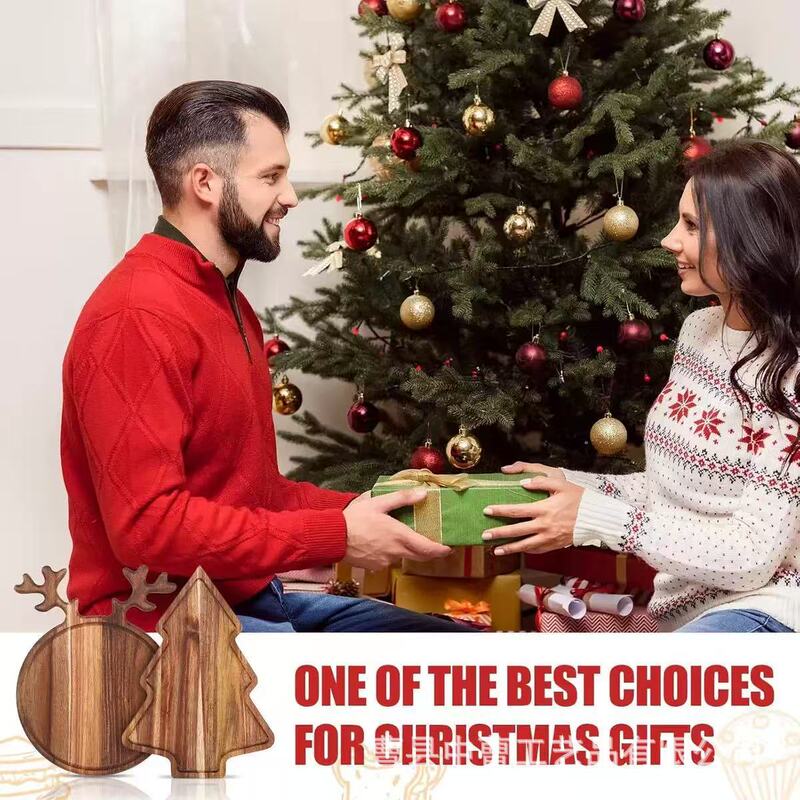 Cross-Border Wooden Christmas Tray Elk Christmas Tree Christmas Hat Plate Cartoon Tray Fruit Snack Tray