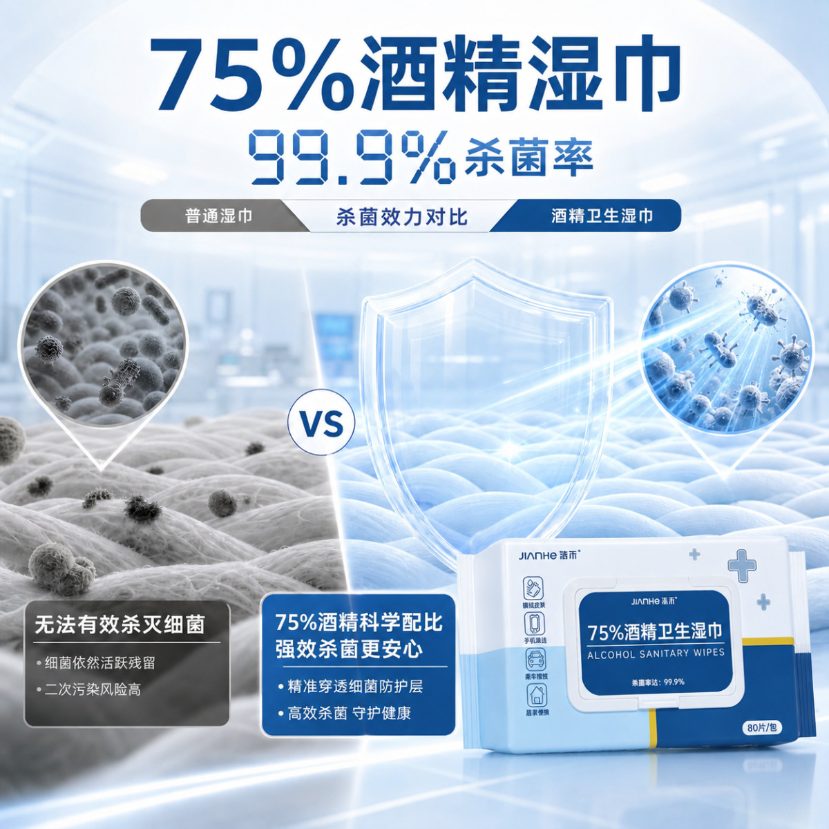 New alcohol wipes 80 pumps - navy blue