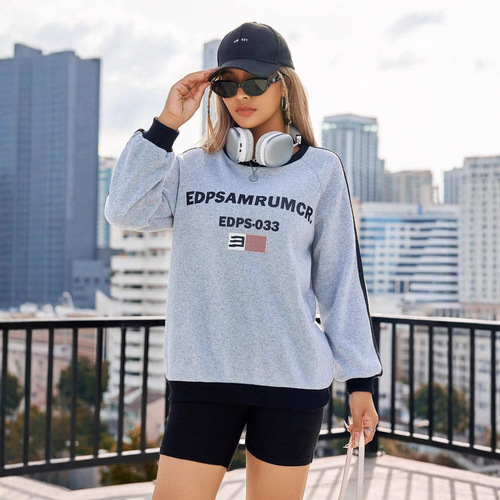 -53273 Women's American Fashion Loose Print Hoodie