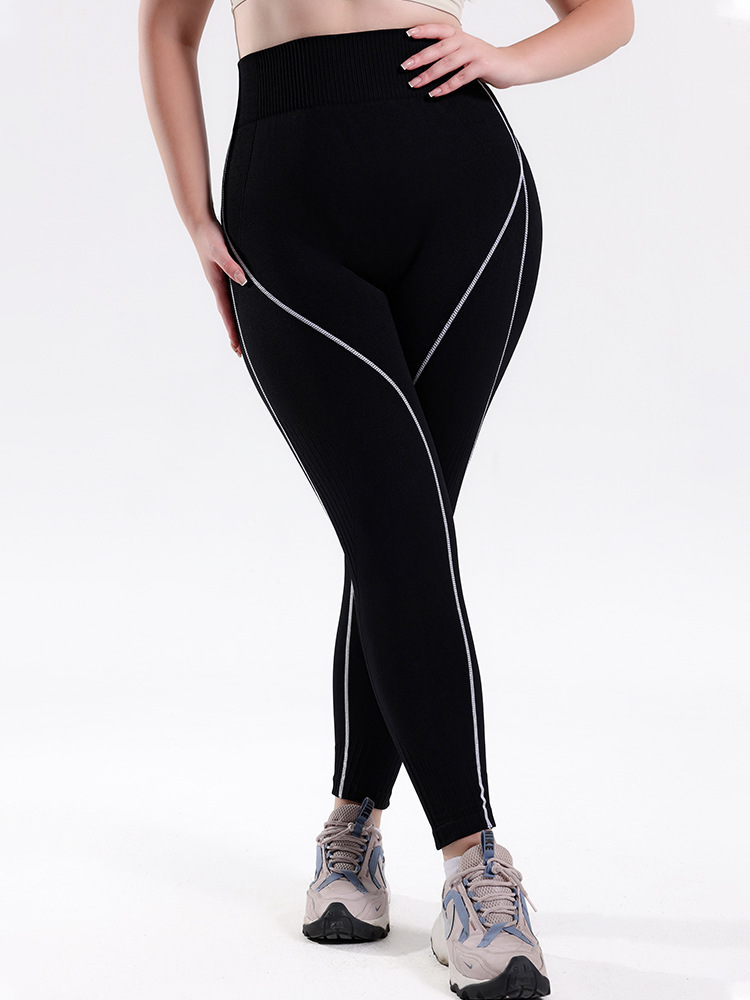 Shein explosión de color contraste de cintura alta hilo de gran tamaño pantalón de calzada de mujer running fitness bottom honeycomb slim pants