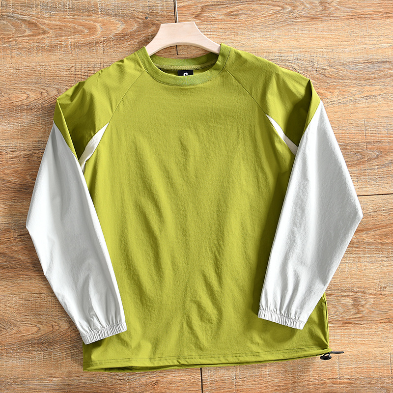 Men's Clothing mountain casual autumn new men's outdoor sports high end color matching quick drying stretch long sleeved T shirt_voghion.com