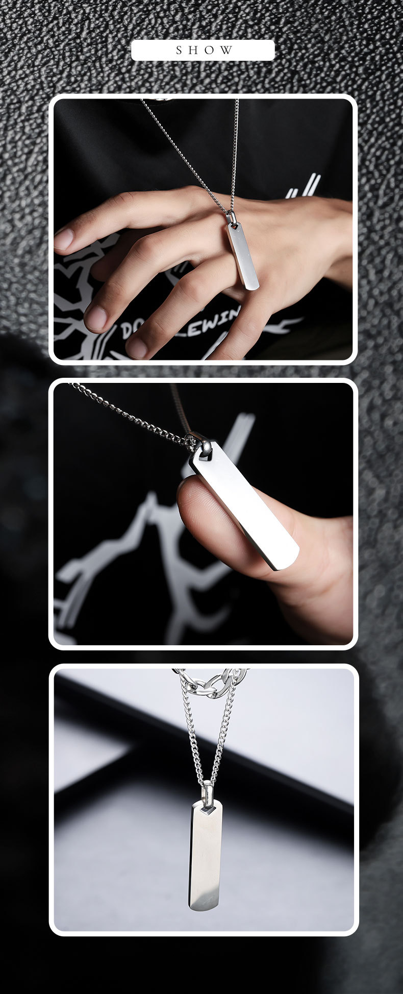 1 Piece Quantity Holiday, Street Occasion Titanium Steel Material Geometric, Customization Laser Engraving Pattern Punk Geometric Titanium Steel Plating Men's Pendant Necklace Men Pendant Necklaces