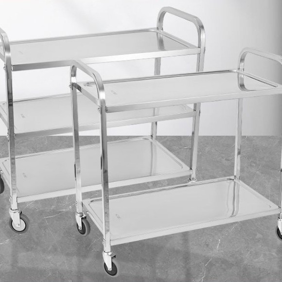 Stainless steel dining cart, thickened three-layer small cart, food delivery cart, bowl collection cart, double-layer restaurant food delivery cart, commercial serving cart
