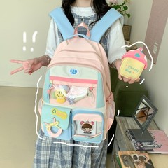 高見えドーパミン痛バッグ コントラストカラーバックパック レディース 大容量 高校生 中学生 スクールバッグ 通勤旅行バッグ
