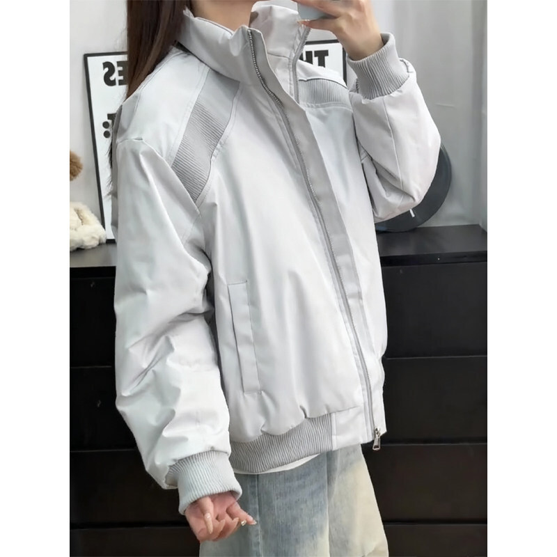 American-style trendy fashion jacket, unisex, spring and autumn spliced stand-up collar baseball jacket, cleanfit workwear coat.