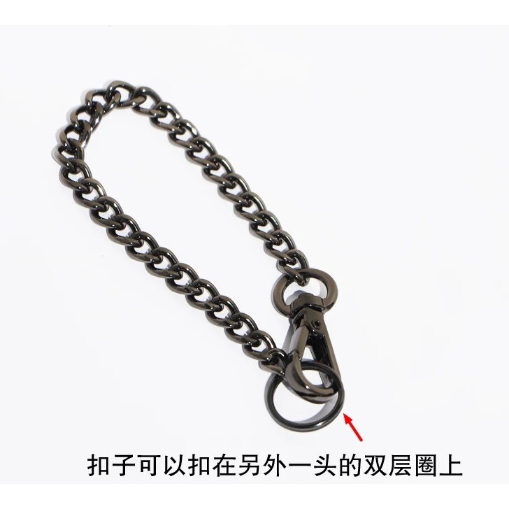 批发6mm包挂饰链配件挂件金属扣浅金双层圈布偶玩具链条毛球配链|undefined