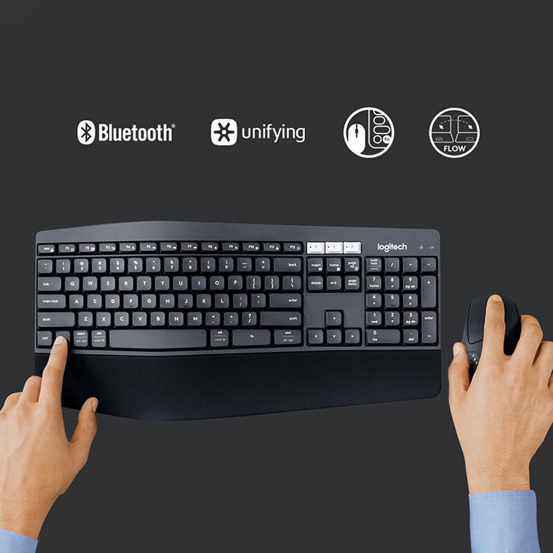 Mk850 Business Office Wireless Keyboard and Mouse Set Bluetooth Connection Set Full-Size with Palm Rest Logi