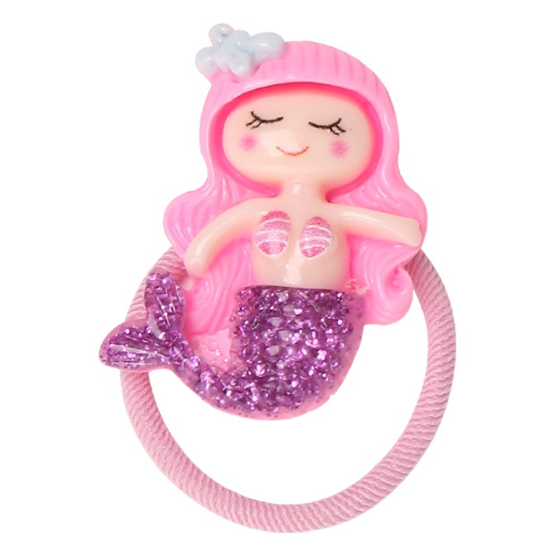 Cute cartoon mermaid rubber band new baby marine animal hair rope does not hurt hair little girl children's hair ring