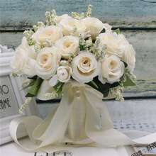 新娘手捧花欧式小玫瑰婚纱拍照结婚新款粉红白仿真韩式婚礼花束