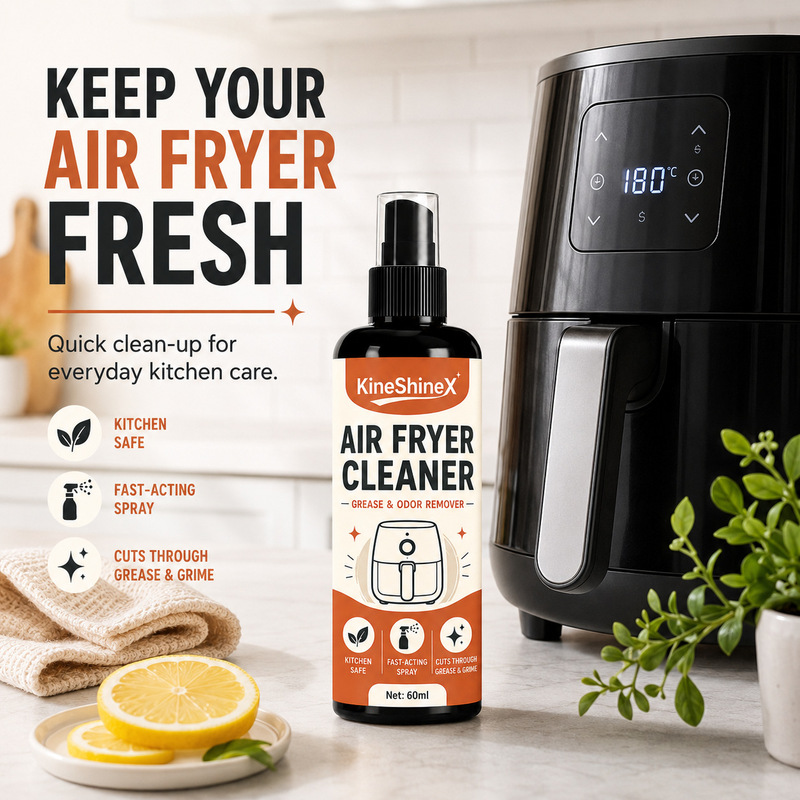 Kineshinex Air Fryer Cleaner, Grease and Burn Mark Cleaning Spray, for the Inner Walls of the Frying Basket and Baking Tray, Etc Kineshinex Air Fryer Cleaner, Grease and Burn Mark Cleaning Spray, for the Inner Walls of the Frying Basket and Baking Tray, Etc