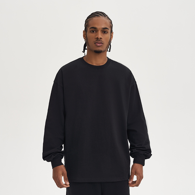 2025年新作280G無地ヘビーウェイトピュアコットンルーズベーシックボトム長袖TシャツメンズトレンドブランドFOGカラー