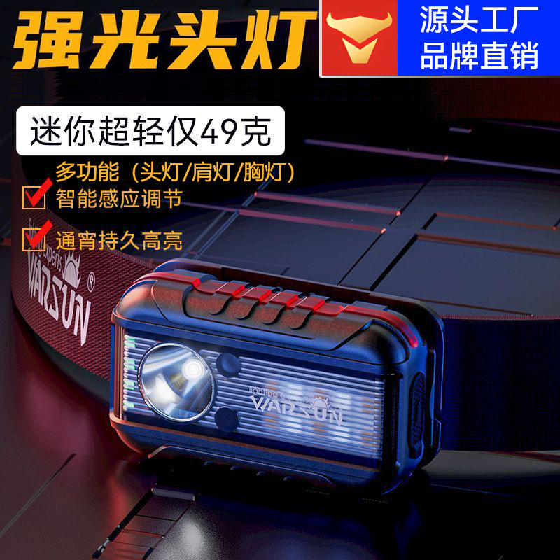 Fabricante de Wolson TD01 faro de advertencia de hombro luz de carga multifuncional luz de alta intensidad super brillante noche pescando faro de inducción