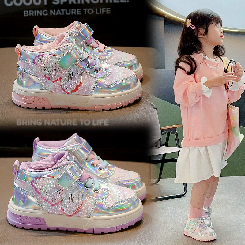 Детская повседневная обувь для девочек со стразами и бабочками 2024 осень новая детская мода